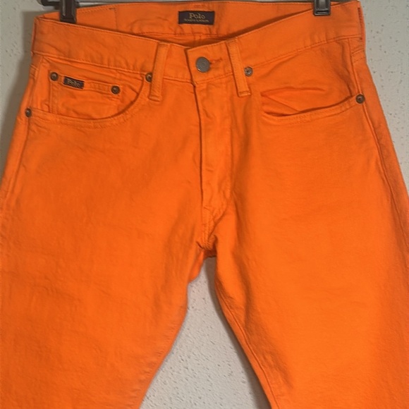 Polo Ralph Lauren Varick Slim Straight Jeans Mens 28x30 Orange NEW - Picture 16 of 16